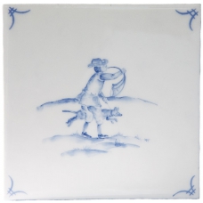 Classic Delft Decor Figures №2 Blue on Ivory 11x11