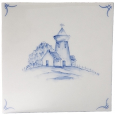 Classic Delft Decor Ships & Scapes №3 Blue on White 11x11